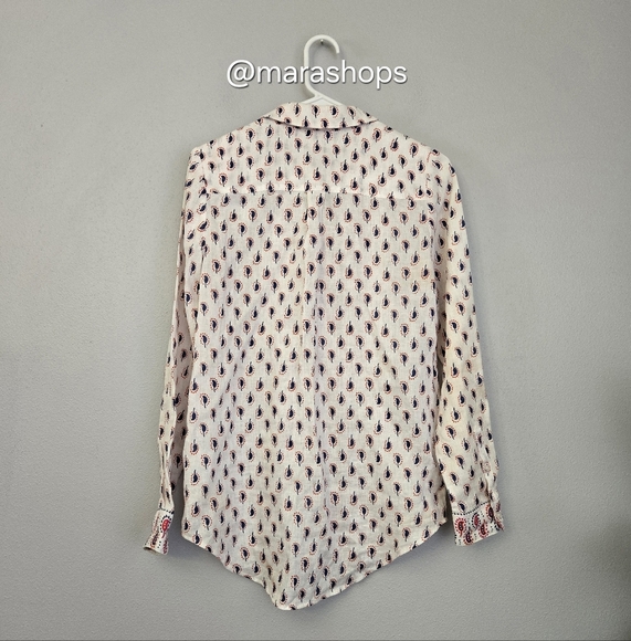 Boden Linen Shirt in lvory Paisley Stamp - Picture 7 of 8